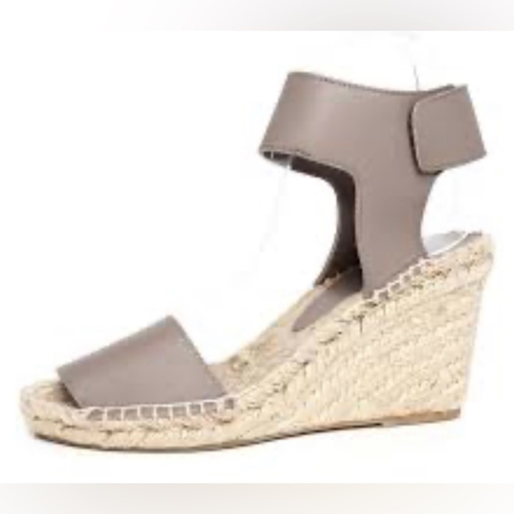 VINCE Sz 8 Sophie Leather Ankle Wrap Peep Toe Espadrille Wedges Sandals